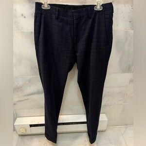 J.Crew navy windowpane trousers, four season stretch wool, size 28